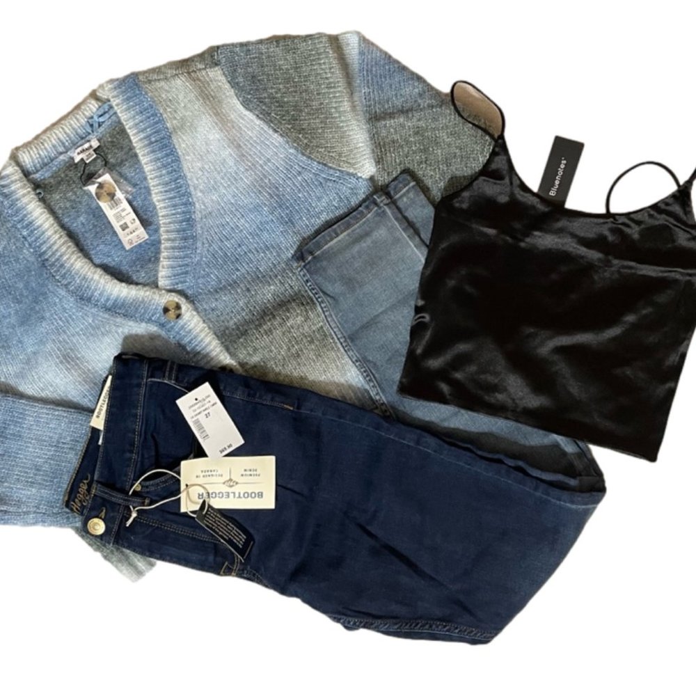 Ombre Bundle Jeans, Cardigan & Cami Size NWT